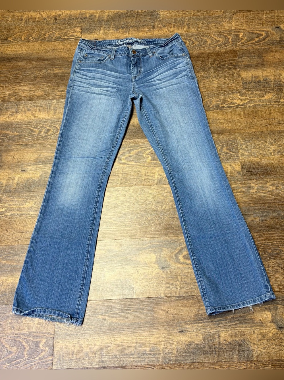 Vintage Y2K American Eagle True Boot Jeans Low Rise Womens 8 Blue Denim Distress